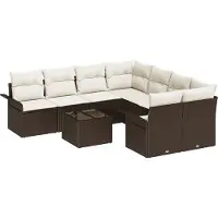 vidaXL Tuinbank Set 9 st Bruin en Crème poly rattan
