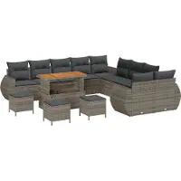 vidaXL Tuinbank Set 14 st 14-Aantal zitplaatsen Grijs