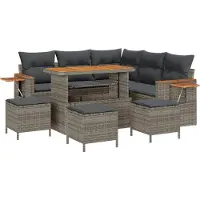 vidaXL Tuinbank Set 10 st 9-Aantal zitplaatsen Grijs poly rattan