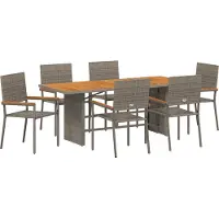 vidaXL Tuin Eettafel Set 7 st Grijs poly rattan