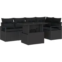 vidaXL Tuinbank Set 6 st 5-Aantal zitplaatsen Zwart poly rattan
