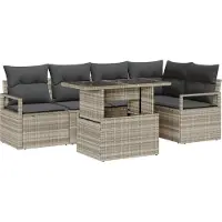 vidaXL Tuinbank Set 6 st 5-Aantal zitplaatsen Lichtgrijs poly rattan