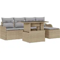 vidaXL Buiten Zitset 6 st Beige Poly rattan