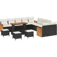 vidaXL Tuinbank Set 18 st 11-Aantal zitplaatsen Zwart en Crème