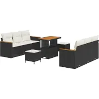 vidaXL Tuinbank Set 11 st 10-Aantal zitplaatsen Zwart en Crème