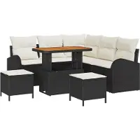 vidaXL Tuinbank Set 8 st 7-Aantal zitplaatsen Zwart en Crème