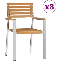vidaXL Tuinstoel 8 st Massief Teakhout en RVS