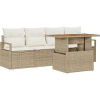 vidaXL Tuinbank Set 5 st 4-Aantal zitplaatsen beige en crèmekleurig