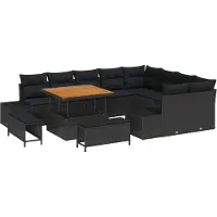 vidaXL Tuinbank Set 12 st 11-Aantal zitplaatsen Zwart Poly rattan