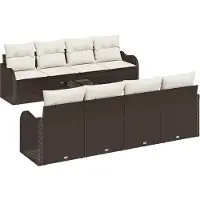 vidaXL Tuinbank Set 9 st 8-Aantal zitplaatsen Bruin en Crème