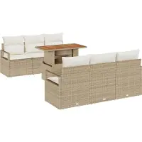 vidaXL Tuinbank Set 7 st 6-Aantal zitplaatsen beige en crèmekleurig