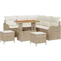 vidaXL Tuinbank Set 8 st Beige poly rattan