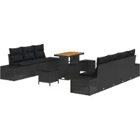 vidaXL Tuinbank Set 10 st 9-Aantal zitplaatsen Zwart Poly rattan