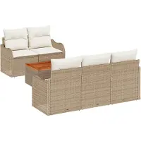 vidaXL Tuinset met 6 zitplaatsen, beige, van polyrotan