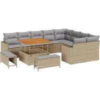 vidaXL Tuinbank Set 13 st 12-Aantal zitplaatsen Beige en Lichtgrijs