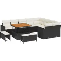 vidaXL Tuinbank Set 13 st 12-Aantal zitplaatsen Zwart en Crème