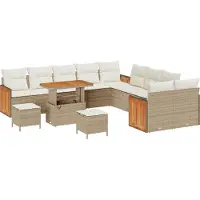 vidaXL Tuinbank Set 17 st 10-Aantal zitplaatsen Beige en Crème