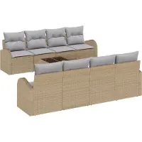vidaXL Tuinbank Set 9 st 8-Aantal zitplaatsen Beige en Grijs
