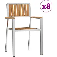vidaXL Tuinstoel 8 st Massief Teakhout en RVS