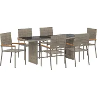vidaXL Tuin Eettafel Set 7 st Grijs poly rattan