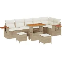 vidaXL Tuinbank Set 11 st 9-Aantal zitplaatsen Beige en Crème