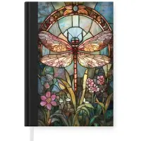 MuchoWow Notitieboek - Schrijfboek - Libelle - Mozaïek - Bloemen - Kleurrijk - Notitieboekje klein - A5 formaat - Schrijfblok