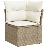 vidaXL Tuinbank Set 9 st 7-Aantal zitplaatsen Beige Poly rattan