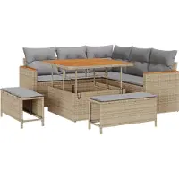vidaXL Tuinbank Set 8 st 5-Aantal zitplaatsen Beige Poly rattan