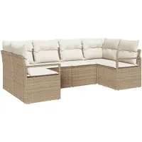 vidaXL Tuinbank Set 6 st Beige en Wit poly rattan