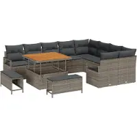 vidaXL Tuinbank Set 12 st 11-Aantal zitplaatsen Grijs