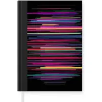 MuchoWow Notitieboek - Schrijfboek - Abstract - Lijnen - Horizontaal - Kleurrijk - Notitieboekje klein - A5 formaat - Schrijfblok