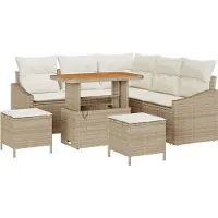 vidaXL Tuinbank Set 8 st 7-Aantal zitplaatsen Beige Poly rattan