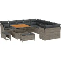vidaXL Tuinbank Set 13 st Grijs poly rattan
