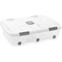 PlasticForte Opslagbox - 1x stuks - met deksel - 56L - 80 x 60 x 18 cm - transparant - opbergbak - met wielen