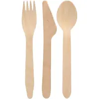 Papstar wegwerp bestek - hout - 225 delig - wegwerp - lepels - messen - vorken - 16 cm