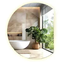 Tulup LED Spiegel - Ronde Spiegel LED Zonder Rand - 84 cm x 100 cm - Spiegel LED - LED-spiegel voor Slaapkamer - Warm Wit 3000K - Ronde Spiegel LED - LED wandspiegel Minimalistisch