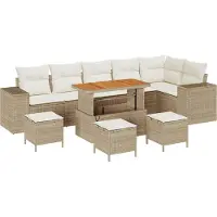 vidaXL Tuinbank Set 10 st 6-Aantal zitplaatsen Beige en Crème