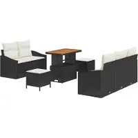 vidaXL Tuinbank Set 8 st 7-Aantal zitplaatsen Zwart en Crème