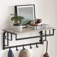 Vasagle Wandkapstok Rhodes | 66 X 30 X 27 Cm | Grijsbeige Design - - Wandkapstokken - Beige - MDF; Metaal