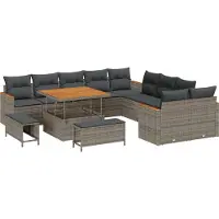vidaXL Tuinbank Set 13 st 12-Aantal zitplaatsen Grijs poly rattan