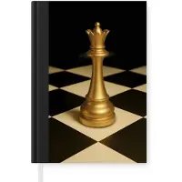 MuchoWow Notitieboek - Schrijfboek - Koningin - Schaakstuk - Geblokt - Goud - Notitieboekje klein - A5 formaat - Schrijfblok