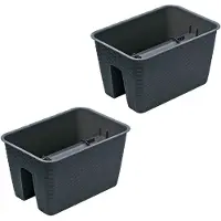 Prosperplast Balkon plantenbak Ratolla - 2x - kunststof - voor reling/balustrade - grijs - 40 cm - rotan look - tuin bloempotten
