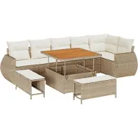 vidaXL Tuinbank Set 9 st 9-Aantal zitplaatsen Beige en Crème Poly Riet