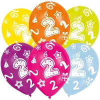 Amscan 2 jaar thema verjaardag ballonnen - 12x stuks - 27 cm - Leeftijd feestartikelen/versiering