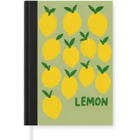 MuchoWow Notitieboek - Schrijfboek - Citroenen - Blaadjes - Geel - Patroon - Notitieboekje klein - A5 formaat - Schrijfblok