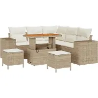 vidaXL Tuinbank Set 8 st 7-zits Beige en Crème poly rattan