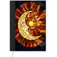 MuchoWow Notitieboek - Schrijfboek - Mozaïek - Glas - Maan - Donkerblauw - Notitieboekje klein - A5 formaat - Schrijfblok