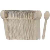Gerimport Lepels - bamboe - 160x stuks - naturel - 16 cm - verjaardag/camping/bbq