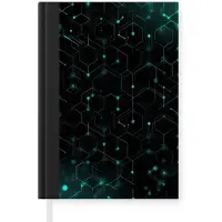 MuchoWow Notitieboek - Schrijfboek - Netwerk - Blauw - Punten - Patroon - Notitieboekje klein - A5 formaat - Schrijfblok