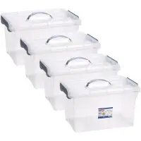 PlasticForte Opslagbox AZUL serie - 4x - met deksel - transparant - 18.5 liter - 42 x 30 x 24 cm - kunststof - opbergdoos - opbergen